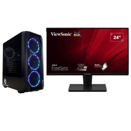 Computador De Escritorio COMPUMAX - AMD Ryzen 5 5600G- Ram16GB - SSD 500GB - Tarjeta De Video ASUS RTX 3050 OC 6GB DDR6 - Chasis Con Filtro Magnetico Iluminacion RGB - ViewSonic 24P VA2415-H-2